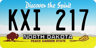 ND license plate KXI217