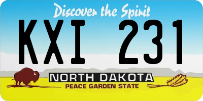 ND license plate KXI231
