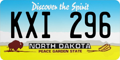 ND license plate KXI296