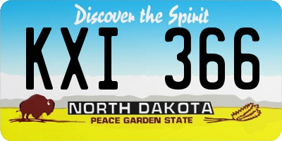 ND license plate KXI366
