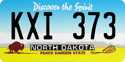 ND license plate KXI373