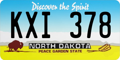 ND license plate KXI378