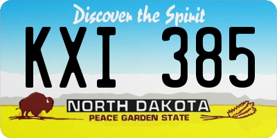 ND license plate KXI385