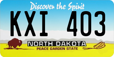 ND license plate KXI403
