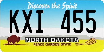 ND license plate KXI455