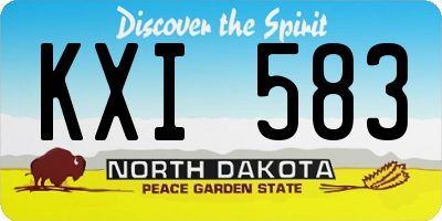 ND license plate KXI583