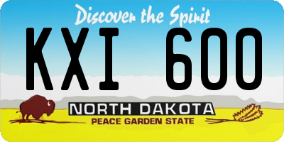 ND license plate KXI600