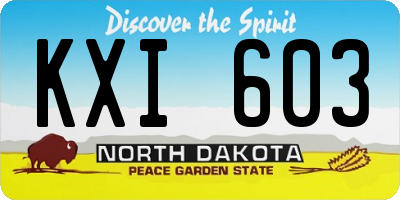 ND license plate KXI603