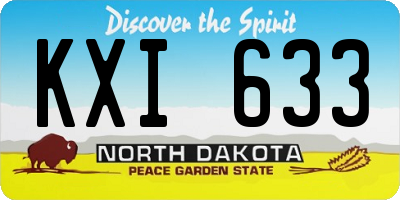 ND license plate KXI633