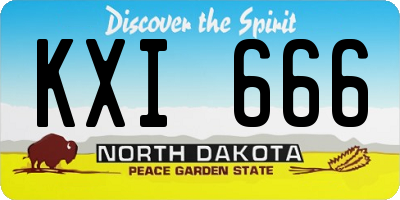 ND license plate KXI666