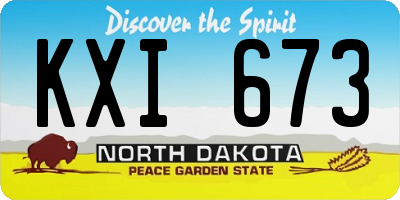 ND license plate KXI673