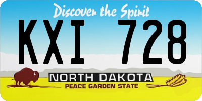 ND license plate KXI728