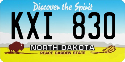 ND license plate KXI830