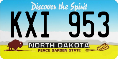 ND license plate KXI953