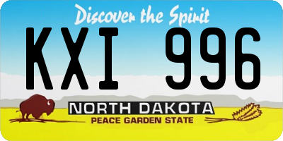 ND license plate KXI996