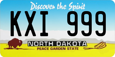 ND license plate KXI999