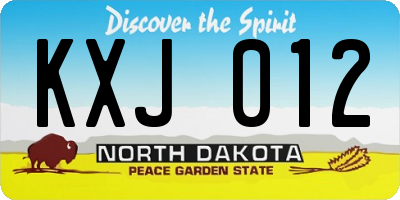 ND license plate KXJ012