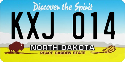 ND license plate KXJ014