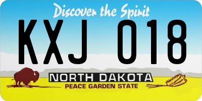 ND license plate KXJ018