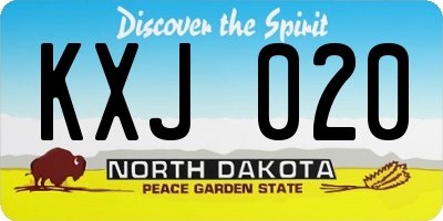 ND license plate KXJ020
