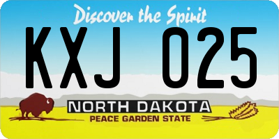 ND license plate KXJ025