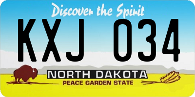 ND license plate KXJ034