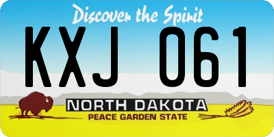 ND license plate KXJ061