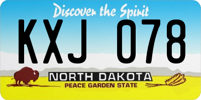ND license plate KXJ078