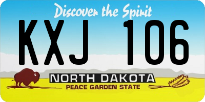 ND license plate KXJ106