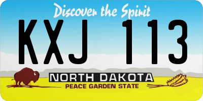 ND license plate KXJ113