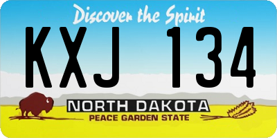 ND license plate KXJ134