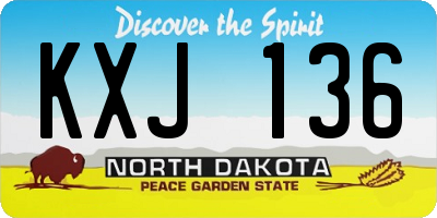 ND license plate KXJ136