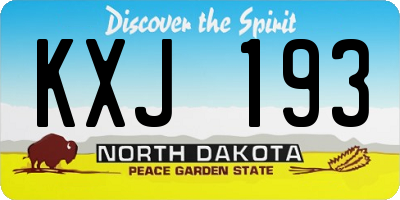 ND license plate KXJ193