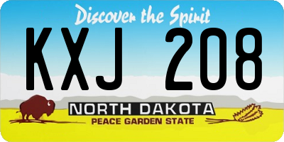 ND license plate KXJ208