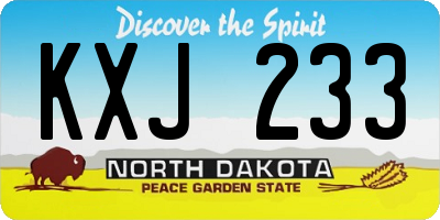 ND license plate KXJ233