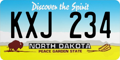 ND license plate KXJ234