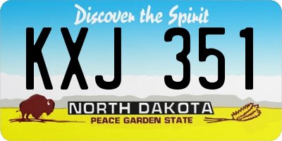 ND license plate KXJ351
