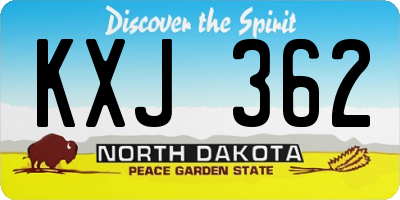 ND license plate KXJ362