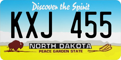 ND license plate KXJ455
