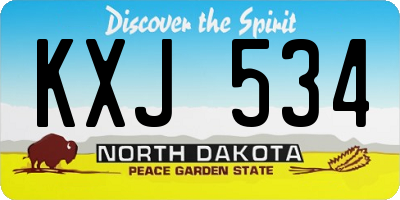 ND license plate KXJ534