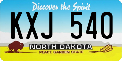 ND license plate KXJ540