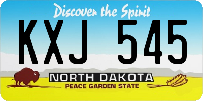 ND license plate KXJ545