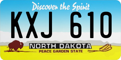 ND license plate KXJ610