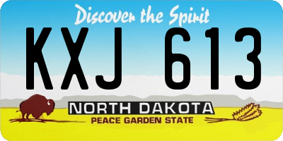 ND license plate KXJ613