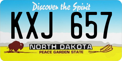 ND license plate KXJ657