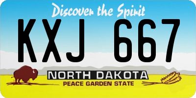ND license plate KXJ667