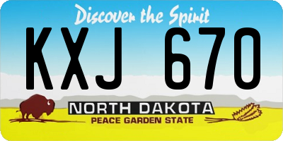 ND license plate KXJ670