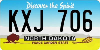 ND license plate KXJ706