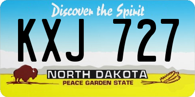 ND license plate KXJ727