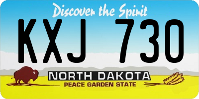 ND license plate KXJ730